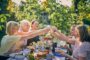 Friends at garden party