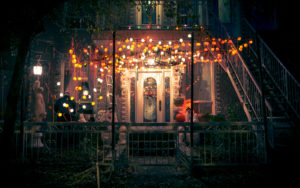 House that has been decorated for the Halloween season.