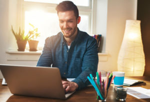 at home personal assistant working on computer